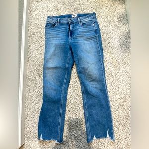 Paige Cindy High Waist Destroyed Hem Straight Leg size 30